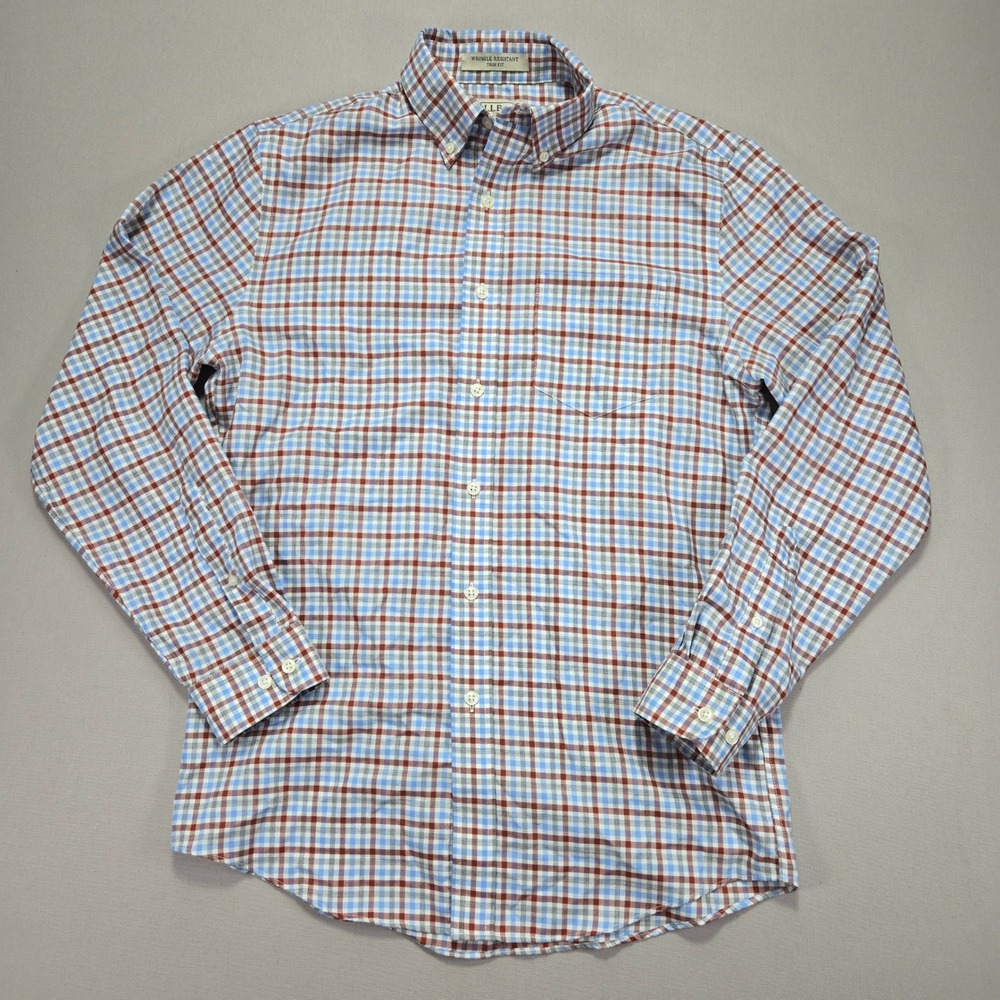 L.L.Bean Mens‎ Plaid Button Down Shirt Wrinkle Resistant Trim Fit Casual